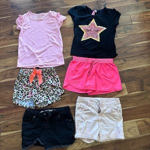 Lot of 6 size small (7-8) shorts and tops girls cat & Jack vigoss under Armour